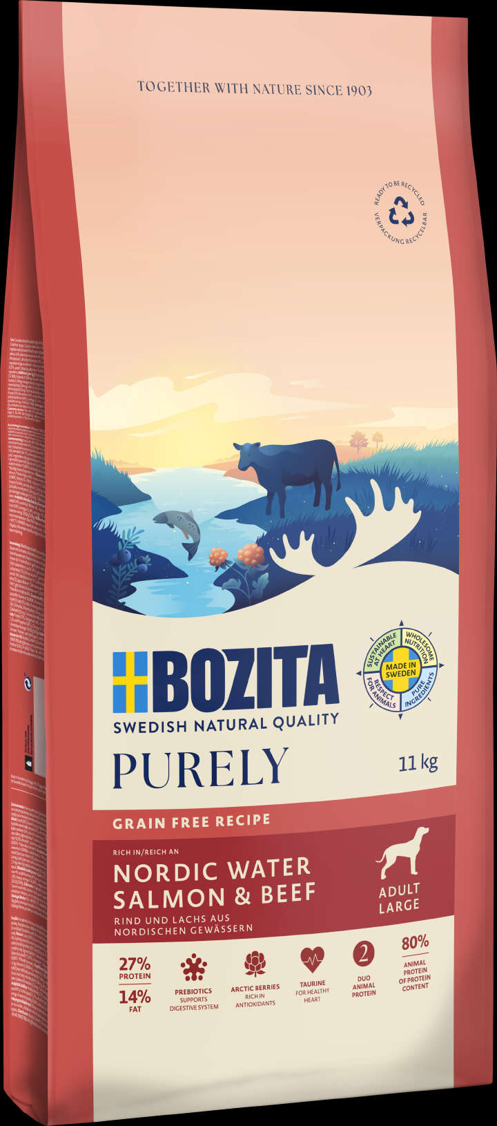 BOZITA Hunde-Trockenfutter Purely Adult Large Lachs & Rind